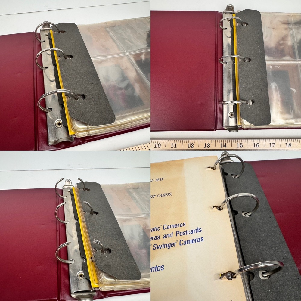 Vtg Rectangle Maroon Photo Album Gold Lettering Filigree Plastic Inserts READ - Picture 9 of 15